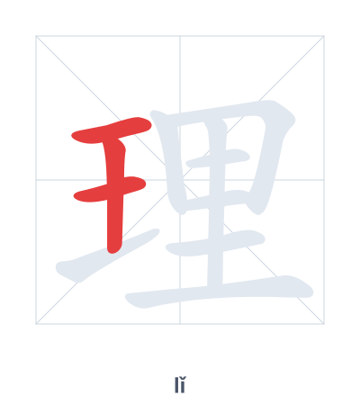 Stroke order practice for 理 - lǐ