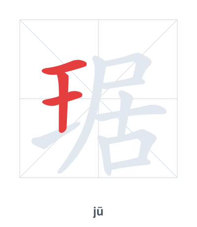 Stroke order practice for 琚 - jū