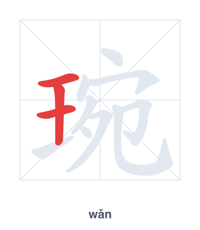 Stroke order practice for 琬 - wǎn