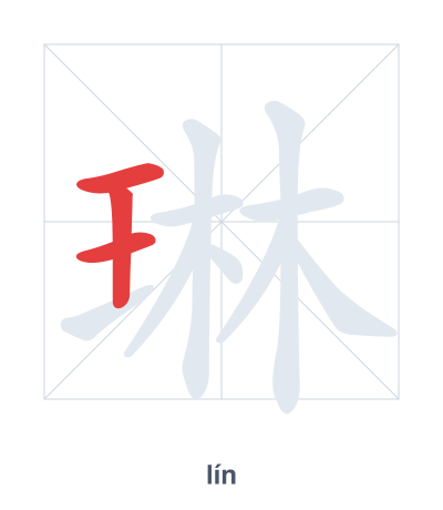Stroke order practice for 琳 - lín