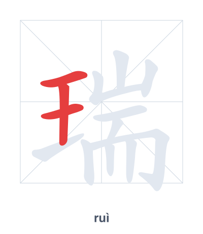 Stroke order practice for 瑞 - ruì