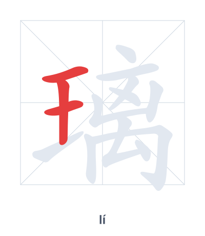 Stroke order practice for 璃 - lí