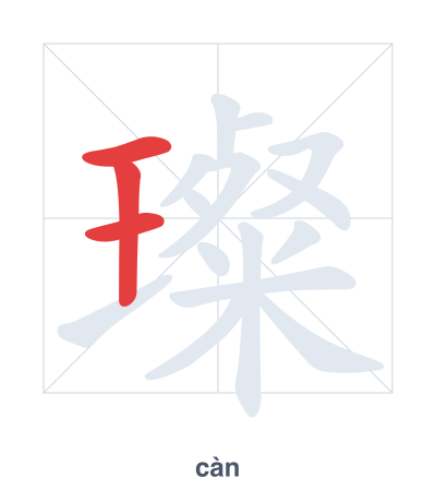Stroke order practice for 璨 - càn