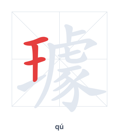 Stroke order practice for 璩 - qú