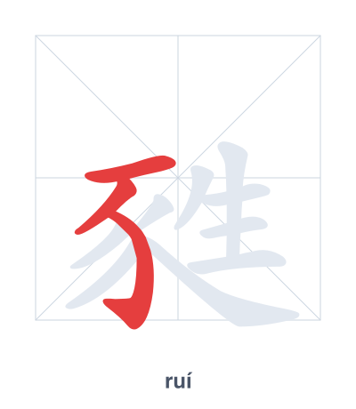 Stroke order practice for 甤 - ruí