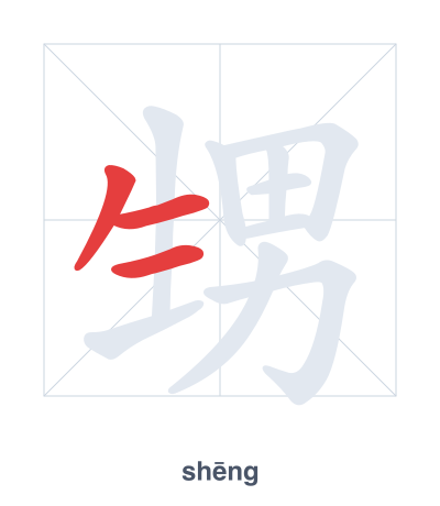 Stroke order practice for 甥 - shēng
