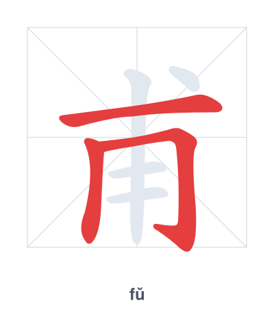 Stroke order practice for 甫 - fǔ