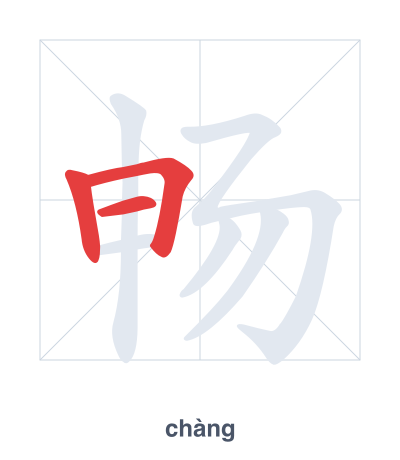 Stroke order practice for 畅 - chàng