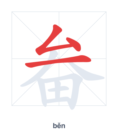 Stroke order practice for 畚 - běn