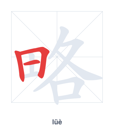 Stroke order practice for 略 - lüè