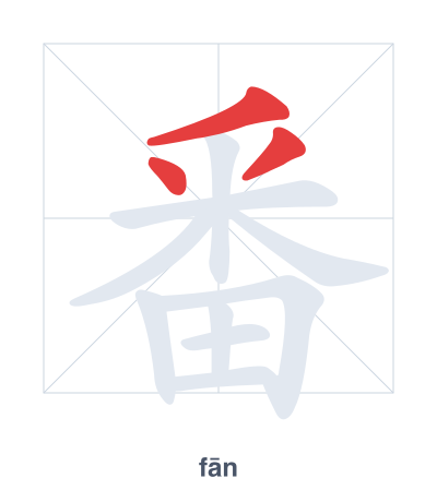 Stroke order practice for 番 - fān