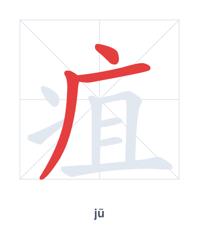Stroke order practice for 疽 - jū