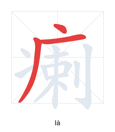 Stroke order practice for 瘌 - là