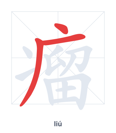 Stroke order practice for 瘤 - liú