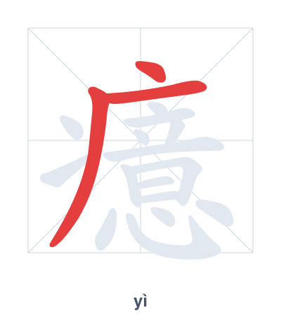 Stroke order practice for 癔 - yì