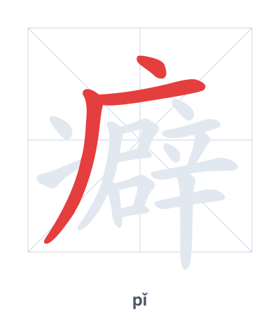 Stroke order practice for 癖 - pǐ