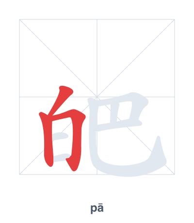 Stroke order practice for 皅 - pā