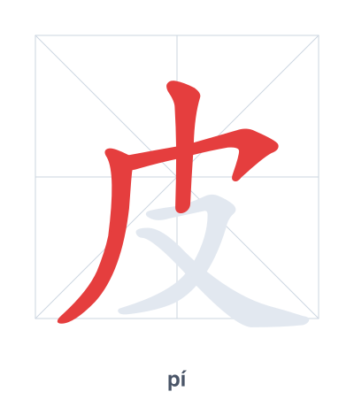 Stroke order practice for 皮 - pí