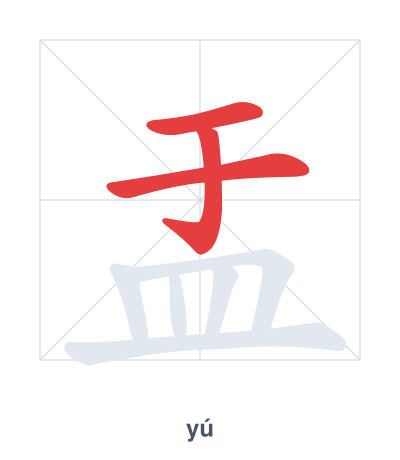 Stroke order practice for 盂 - yú