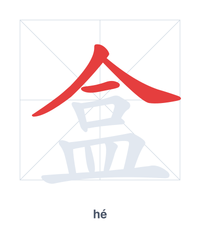 Stroke order practice for 盒 - hé