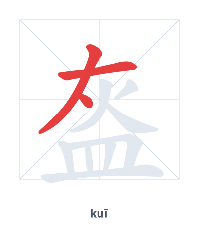 Stroke order practice for 盔 - kuī