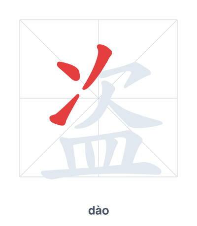 Stroke order practice for 盗 - dào