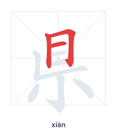 Stroke order practice for 県 - xiàn