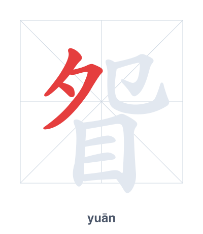 Stroke order practice for 眢 - yuān