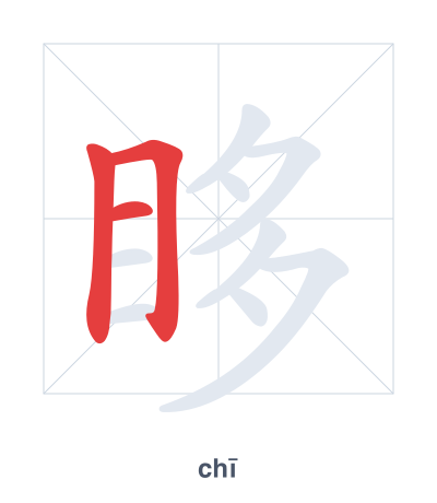 Stroke order practice for 眵 - chī