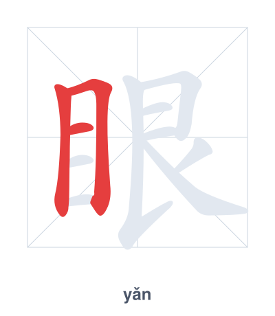 Stroke order practice for 眼 - yǎn