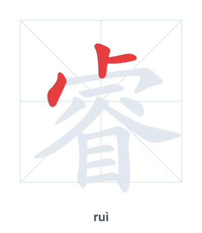 Stroke order practice for 睿 - ruì