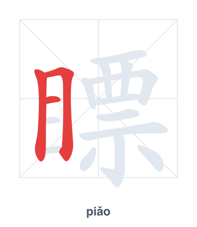 Stroke order practice for 瞟 - piǎo