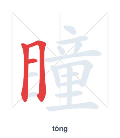 Stroke order practice for 瞳 - tóng