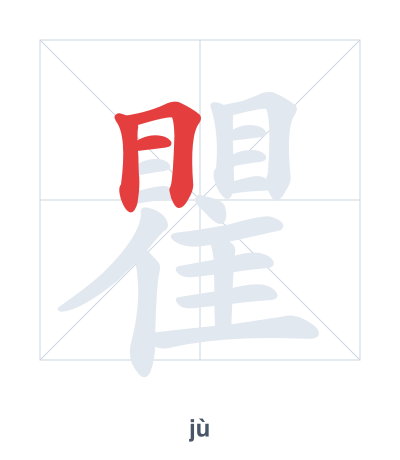Stroke order practice for 瞿 - jù