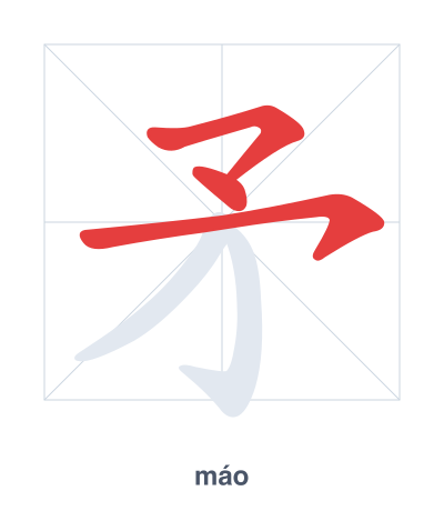 Stroke order practice for 矛 - máo
