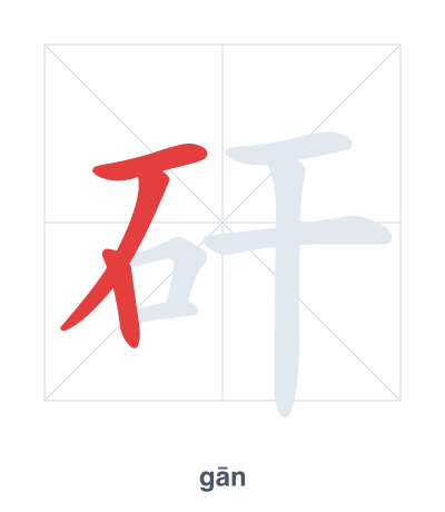 Stroke order practice for 矸 - gān