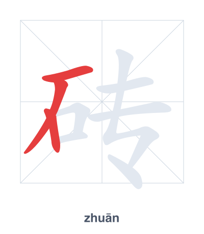 Stroke order practice for 砖 - zhuān