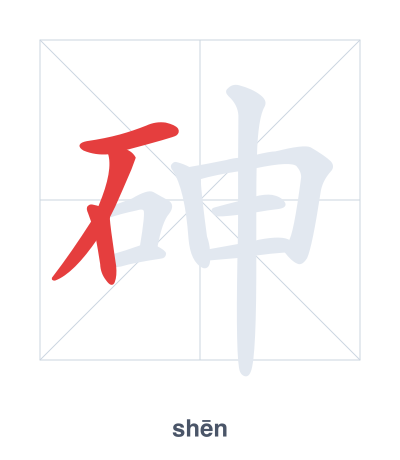 Stroke order practice for 砷 - shēn