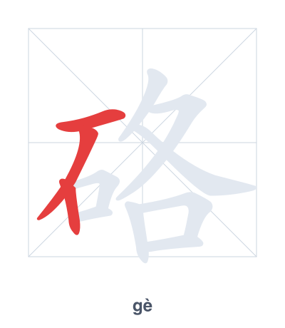 Stroke order practice for 硌 - gè