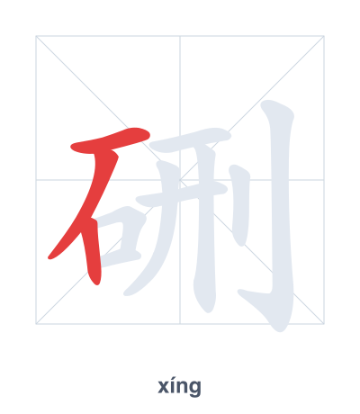 Stroke order practice for 硎 - xíng
