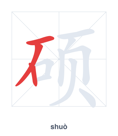 Stroke order practice for 硕 - shuò