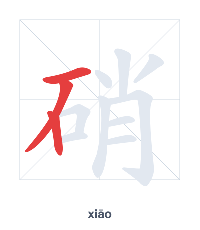 Stroke order practice for 硝 - xiāo