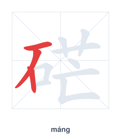 Stroke order practice for 硭 - máng