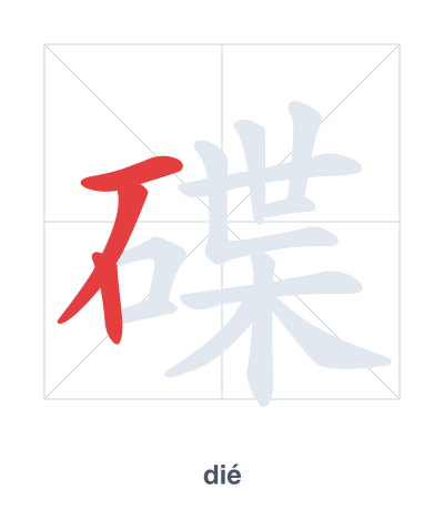 Stroke order practice for 碟 - dié