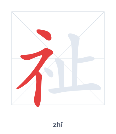 Stroke order practice for 祉 - zhǐ