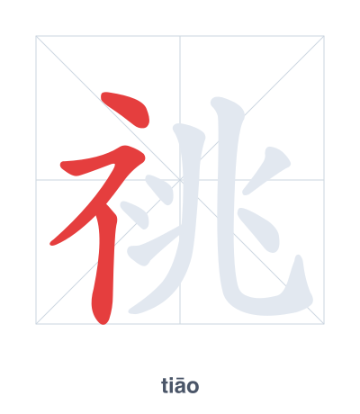 Stroke order practice for 祧 - tiāo