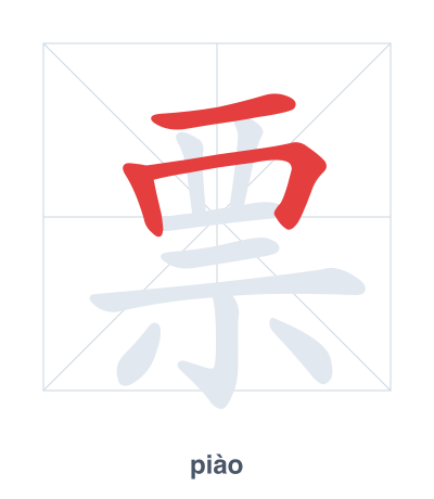 Stroke order practice for 票 - piào