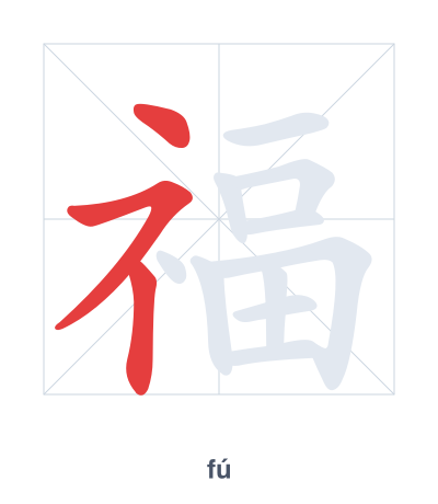 Stroke order practice for 福 - fú