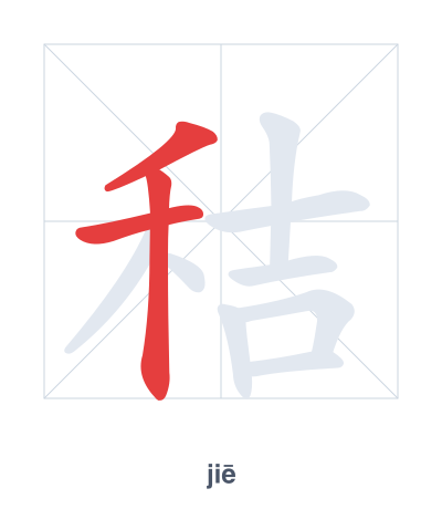 Stroke order practice for 秸 - jiē