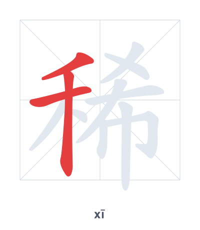 Stroke order practice for 稀 - xī